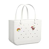 XYYYHTL Beach Tote Bag Rubber Waterproof Washable Durable Open Tote for Sports, Pool, Gym, Large Rubber EVA Bag With Holes Stylish Women's Beach Essentials
