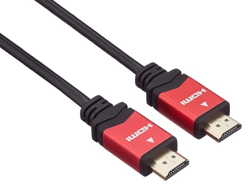PremiumCord Cavo HDMI 4K Ad Alta velocità M/M, 10,2 Gbps con Ethernet, Compatibile Video 4K@30Hz, Full HD 1080p, Deep Color, 3D, Arc, HDR, Dolby TrueHD, Connettori Placcati Oro, Nero/Rosso, 1 m