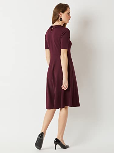 Image of Miss Chase Women's Round Neck Sleeveless Polyester Ruffled Knee- Length Dress