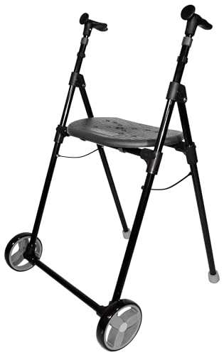 Forta - Andador Air-On, Andador para ancianos, Ruedas fijas delanteras, Andador Plegable, Con asiento, Peso máximo 110 kg, Negro