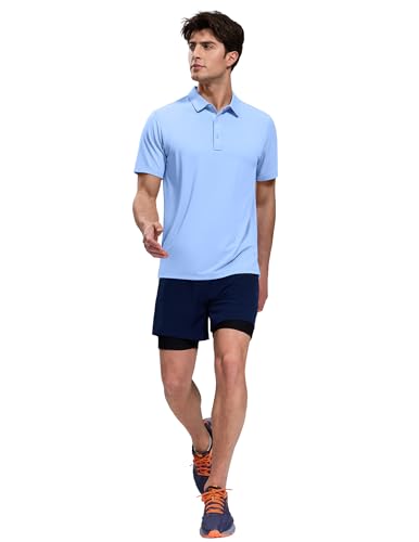Image of MIER Polo Shirts for Men Short Sleeve Dry Fit Performance Golf Tennis Active Collared Shirts, UPF 50+ Sun Protection