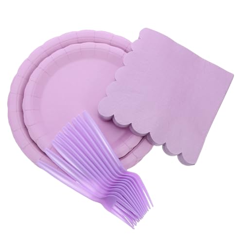 ERINGOGO ペーパープレート ナプキン 使い捨てスカラップ型デザート用紙皿 ケーキや前菜に 複入り 紙ナプキン フォーク付 誕生日 結婚式 ベビ