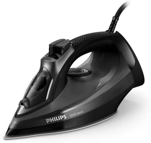 Philips 5000 Series DST5040/86 - Steam Iron, 2600W, 200g/min Steam Boost, 45g/min Continuous Steam, SteamGlide Plus Soleplate, Black