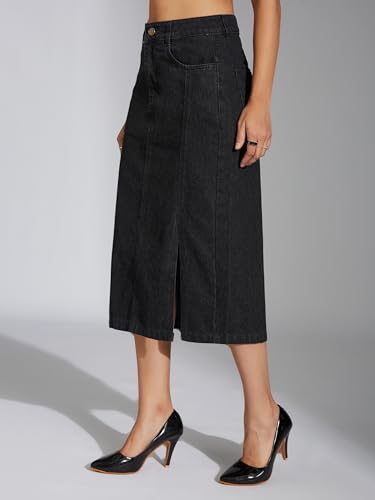 Image of Miss Chase Women's Straight High Rise Mini Denim Skirt
