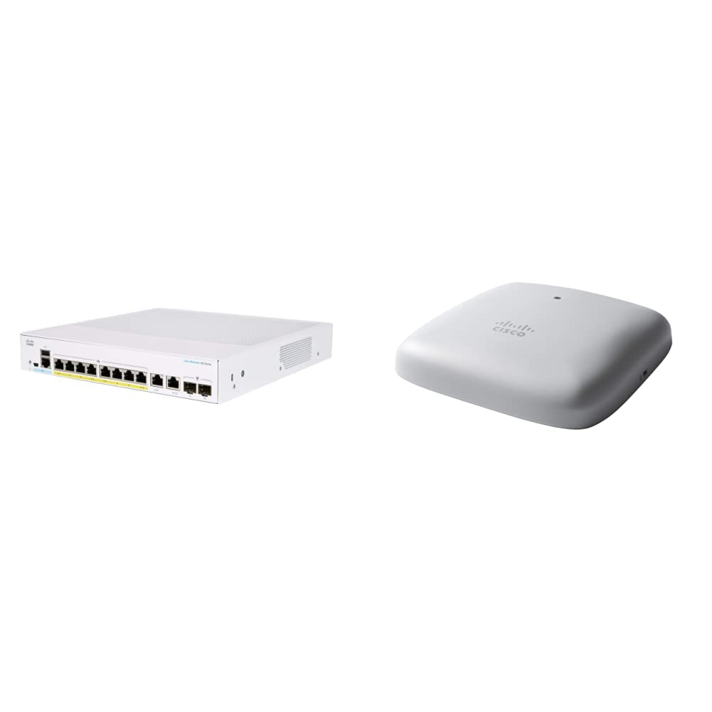 Cisco Business Networking Bundle with Managed Switch, WiFi Access Point and Lifetime Protection (CBS350-8FP-2G + CBW240AC-B)
