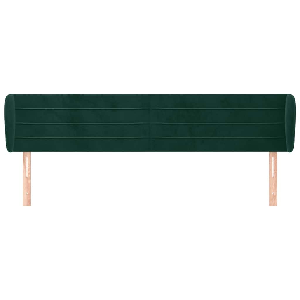 Zagłówek z uszami, ciemnozielony, 203 x 23 x 78/88 cm, aksamitny, wyściełany, z regulacją wysokości, do ram łóżka Queen Size i King Size