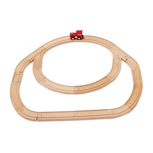 amazon basics 65-piece wooden train railway construction set with track - compatible and train railroad wooden toys for kids gift for age 3y