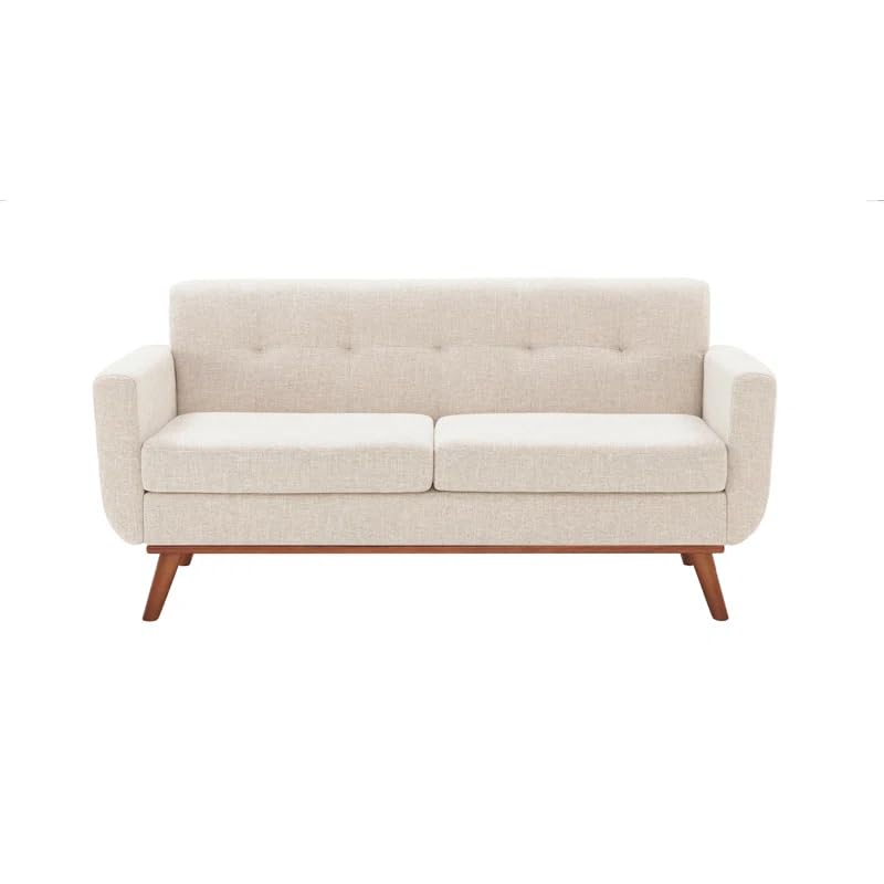 Image of LEGACY OF COMFORT Carmencita 65 inch Square Arm Loveseat 2 Seater Sofa Two Seater Sofa for Living Room Guest Room Hotels Office (Beige)