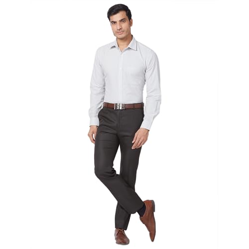 Image of Raymond Slim Fit Poly Viscose Blend Structure Pattern Flat Front Formal Trouser