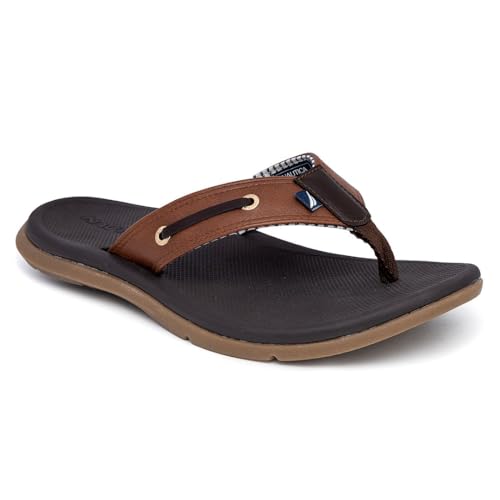 Image of Nautica Men's Flip Flop Shower Sandals Slides - Comfortable Waterproof Beach Footwear Slip-On Thong (Medium /Wide Width)