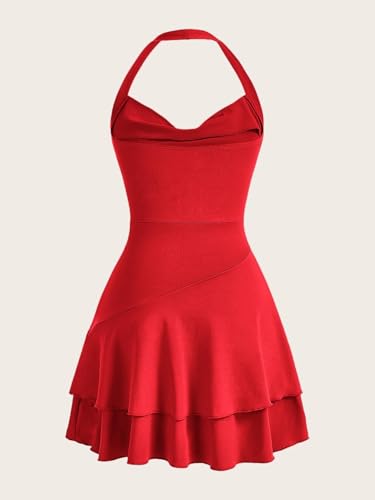 Image of SOLY HUX Cute Halter Mini Dresses for Women Summer Sexy Club Party Backless Short Sundress