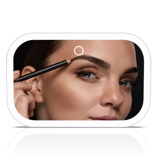 Fancii Car Sun Visor Makeup Mirror with Light, Rechargeable, 3 Color Modes, Dimmable, Adjustable Strap Clip-On Vanity Mirror, Universal fit, Built-in Kickstand (Juni 2)