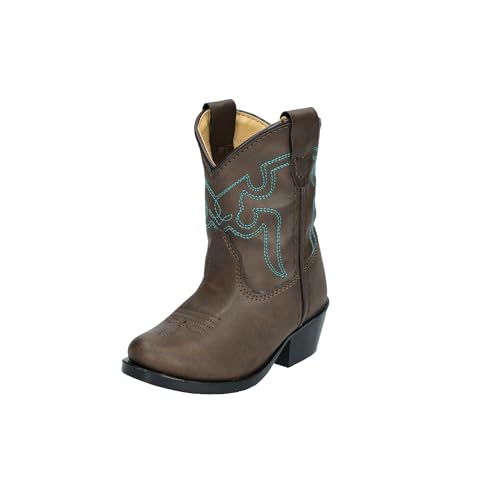 Image of Smoky Mountain Boots Toddlers' Monterey Western Boot, Brown /Turquoise Stitch, Medium, Size 6