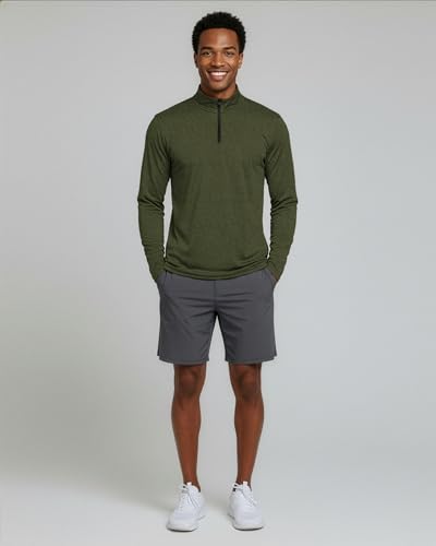 Image of Real Essentials 3 Pack: Men's Dry-Fit Active Quarter Zip Long Sleeve Athletic Performance Pullover (Available in Big & Tall)