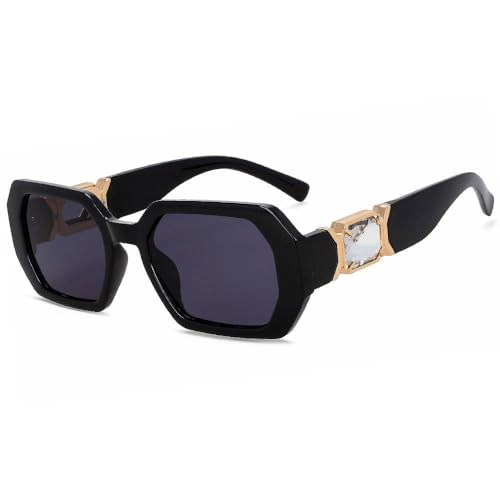 Lunettes de soleil de luxe pour femme rectangulaires vintage serties de diamants