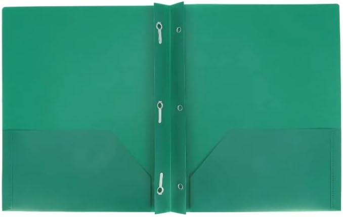 Aurora LLC.Escuela, suministros de oficina. Carpetas de plástico con puntas y dos bolsillos (verde)