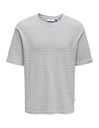 ONLY & SONS Onsgivo Reg 12 SS Crew Knit Noos, Glacier Gray, XL