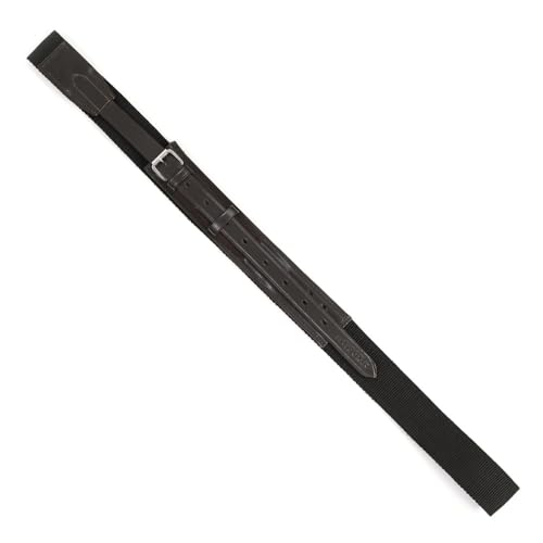 PG Overgirth-Elastic Nylon with Leather (Black, 2" x 84" Inches)