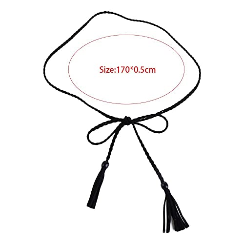 Vctitil 4 Pcs Women Braided Waist Belts, Multi Colors Woven Tassel Belts Braided Waist Rope Ethnic Style Women Belts DIY Dress Pants Waistbands Accessories2
