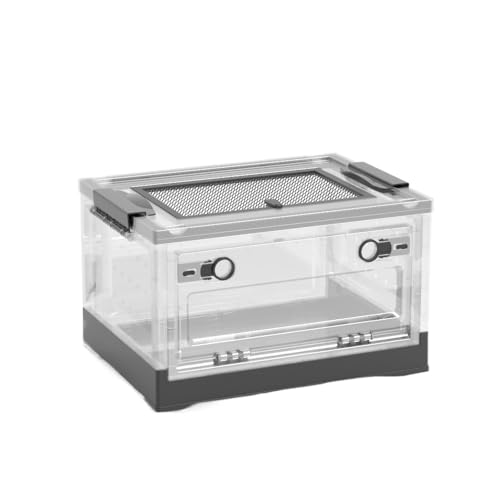 Emidor 折りたたみ式爬虫類ケージ、大型インキュベーター、ミニハリネズミケージ、通気性、脱走防止、観察しやすい、フィーダー、飼育箱付き、両生類/ハムスター/カメ/トカゲ/クモに適しています (C,55*32*31CM)