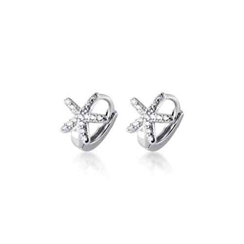 WOZUIMEI S925 Pendientes de Estrella de Mar de Diamantes de Plata Estilo Coreano Simples Pequeños Pendientes Dulces Joyas de Estrellas para MujeresHebilla de hongo blanco S925 Cover