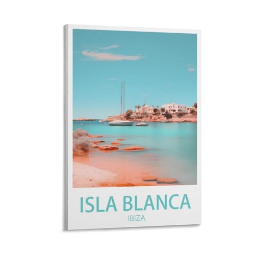 Isla Blanca Ibiza Poster impression haut de gamme sur toile de lin salon 60x90cm