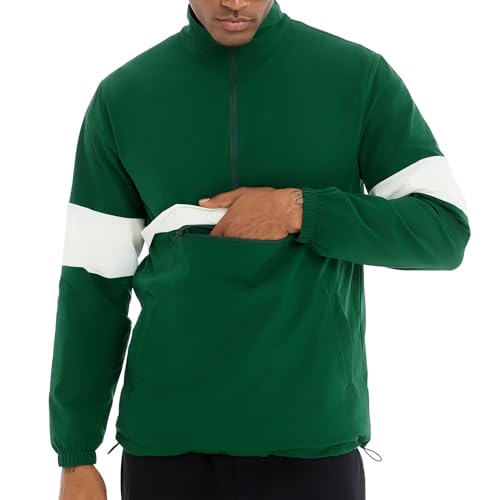 Image of EDITCOZY Men's Lightweight Quarter Zip Pullover Casual Windbreaker for Running Golf Jackets with 3 Pockets