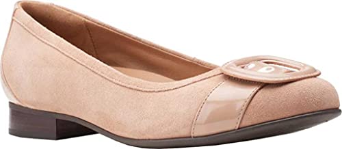 Clarks Women's Un Blush Cove Ballet Flat Beige Combi Suede 10 M