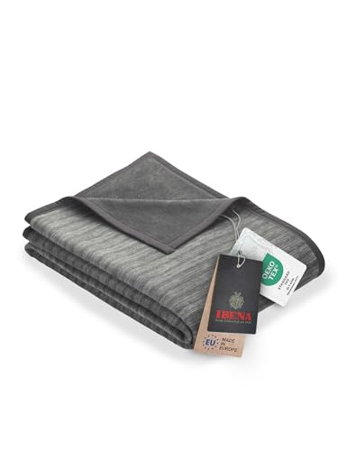 Ibena Fano Kuscheldecke 150x200 cm – Wohndecke grau hellgrau, tolle Wendedecke aus hochwertiger Baumwollmischung, kuschelweich und angenehm warm