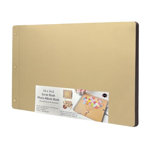 Image of Lakeer 14.5 x 10 Inch DIY Scrapbook-Photo Album | 15 Sheets + 3 Sheets Free (36 Pages)-300 GSM Thick | For Photo Album, DIY Craft, Scrapbooking Activity, Sketching (Coffee Brown)