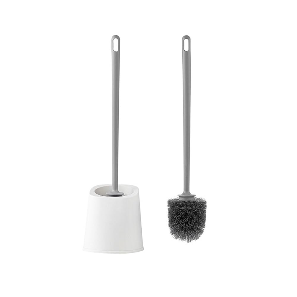 Zyyanshop Gris Toilet Brush Household Toilet Brush Soft Bristle Round Head Wall Hanging Long Handle Special Set(Gris)