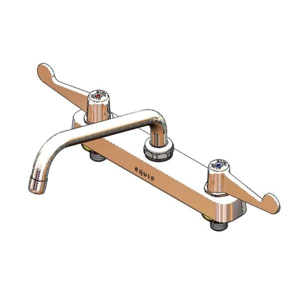 T&S Brass 5F-8CWX08 Equip 8" C/C Deck Mount Workboard Faucet with 8" Swing Nozzle, 4" Wrist Action Handles