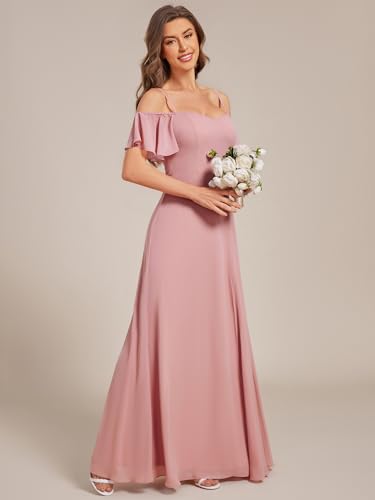 Image of Ever-Pretty Women's Formal Dresses Off Shoulder Short Sleeve Split A-Line Floor Length Bridesmaid Dresses 0237