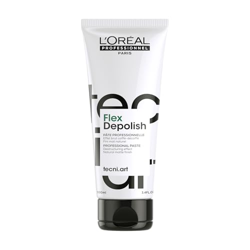 L'OREAL PROFESSIONNEL - Pâte Déstructurante Flex Depolish Tecni Art - Homme & Femme - Coiffures Souples & Effets Coiffés-Décoiffés - Fini Mat & Naturel - Tous Types de Cheveux - 100 ml