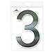 Numéro de maison ou appartement - Inox brossé - Autocollant - 7,6 cm de hauteur - Numéro 3