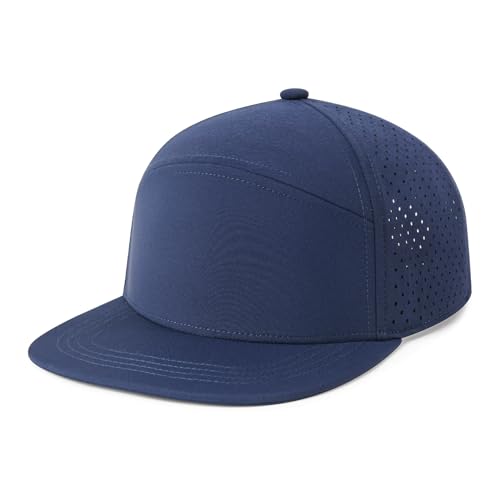 FEINION Men Flat Brim Adjustable Performance Hat Snapback Laser Perforated Baseball Cap