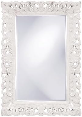 Howard Elliott Barcelona Hanging Rectangular Framed Wall Mirror, Glossy White, Traditional Designer Mirror for Home, Living Room or Bedroom, 23 x 35 Inch