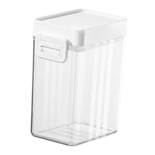 Milageto Rice Bucket Tapa sellada Organizador de refrigerador portátil Multifunción Clear Keep Fresh For Coupboard Cocina gabinete de encimera azúcar, Blanco 600ml