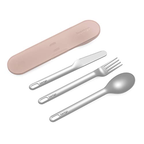 Bentgo Stainless Travel Utensil Set - Reusable 3-Piece Silverware Set with Carrying Case High-Grade Premium Steel BPA-Free Case Eco-Friendly - Ideal for Travel Camping and Office Use (Rose)