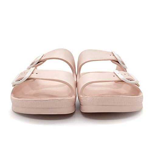 Image of Luffymomo Women's Eva Double Buckle Slides Sandals | Soft Footbed Adjustable Slip on Sandals, Comfortable Summer Beach