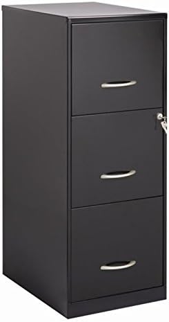 BOWERY HILL Modern 3 Drawer Metal Letter File Cabinet in Black