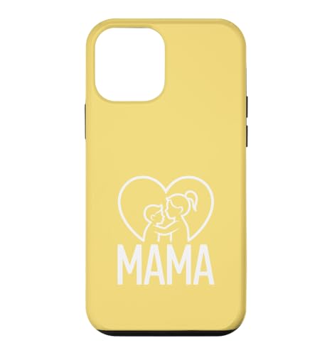 Mama Heart Hug Mother and Child Line Art - �C�G���[ �X�}�z�P�[�X iPhone 12 mini �p