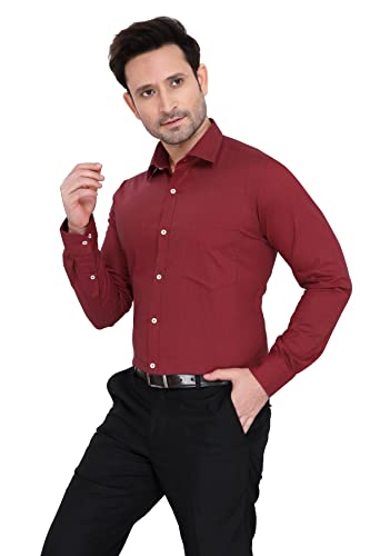 Image of Faubourg Cotton Blend 5377-5382 Men's Solid Plain Full Long Sleeve Slim Fit Formal Shirt