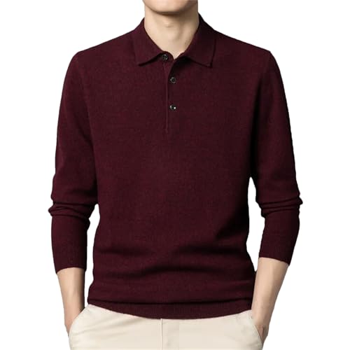 Men’S Classic Wool Pullover Sweater Turn-Down Collar Long Sleeve Slip-On Flat Knitted Wool Casual Soft Jumper Tops