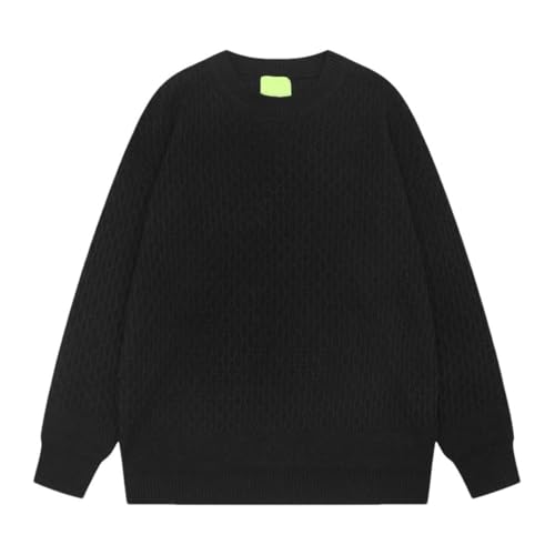 Men’S Solid Color Knitted Pullover Sweater Simple Loose Crew Neck Long Sleeve Casual Autumn Winter Top