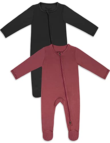 Image of Jimonda Bamboo Baby Pajamas,Unisex Boys Girls One-Piece Footies,Long Sleeve Sleepers 2-Way Zip closure Romper