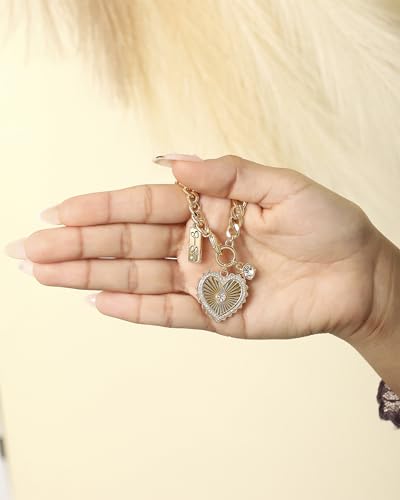 Jessica Simpson Womens Heart Charm Bracelet - 7.5" Gold-Tone Charm Bracelet Jewelry3
