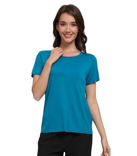 WiWi Pajama Top for Women Short Sleeve Scoop Neck Pajamas Soft Viscose from Bamboo Basic Solid T-Shirt PJ S-XXL2