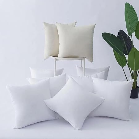 Image of Premium Polyester Fiber Cushion Fillers - Pack of 5 Pcs | 20 x 20 Inches | White| Cushions, Sofa Pillow, Cushion for Sofa, Cushion for Bed, Decorative Pillow, Pillow for Support
