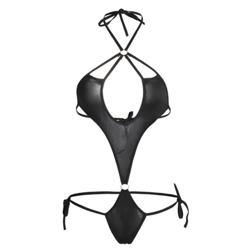 TARZNGGLOP Womens One Piece Sexy Lingerie G String Slingshot Mocro Bikini Extreme Slutty Swimsuit Bathing Suit Tiny Mocro Monokini Black
